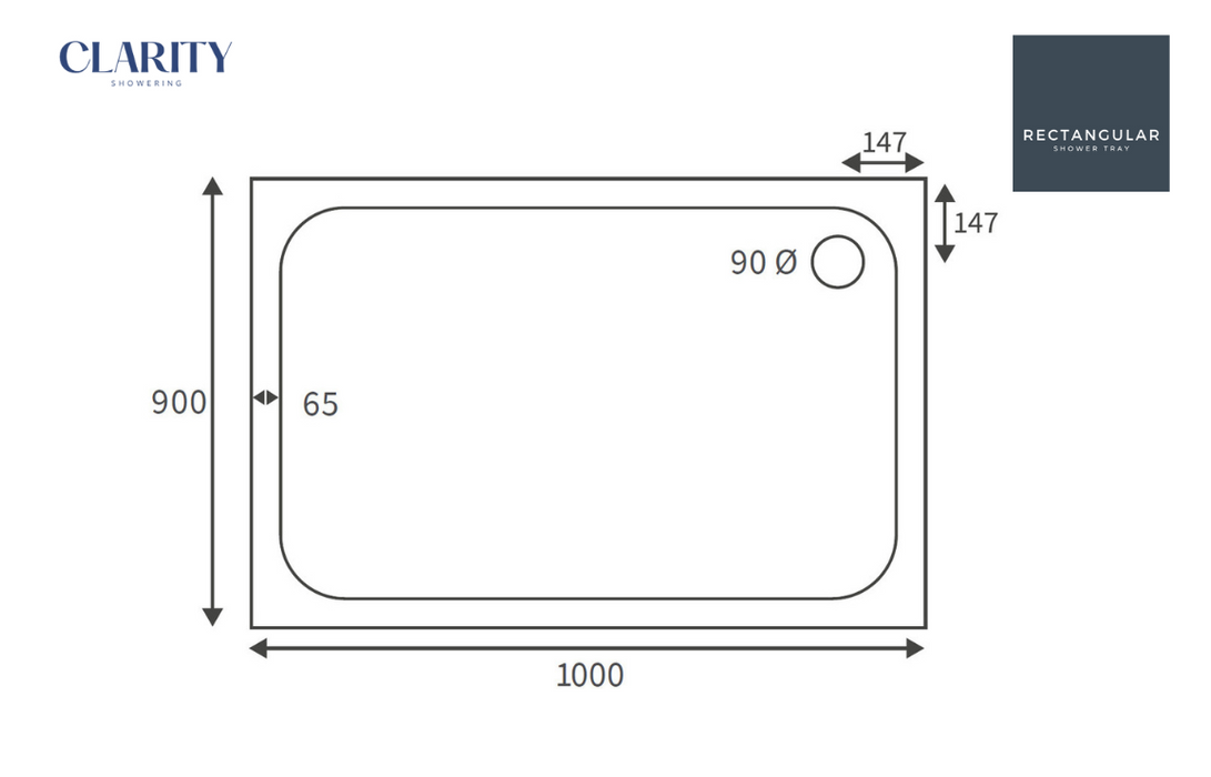 Clarity Showering - Deluxe Slimline Shower Tray - Rectangular - Various Sizes