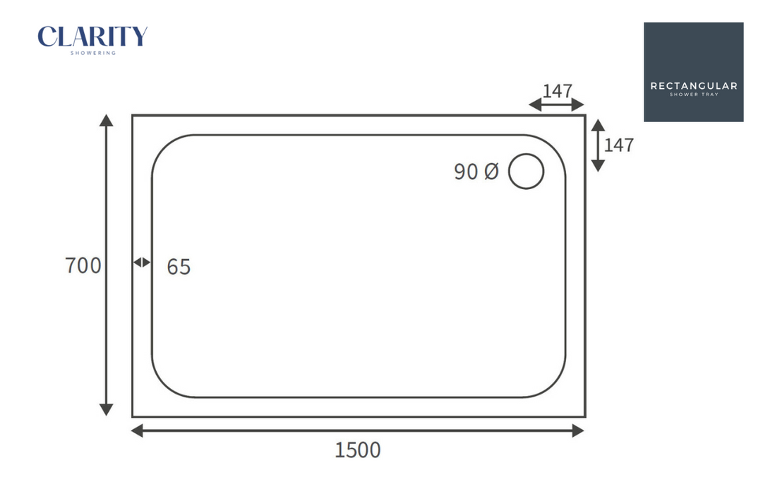 Clarity Showering - Deluxe Slimline Shower Tray - Rectangular - Various Sizes