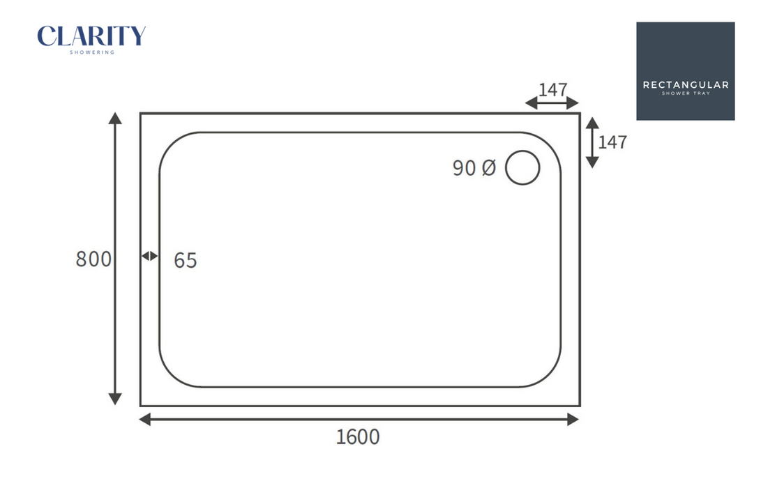 Clarity Showering - Deluxe Slimline Shower Tray - Rectangular - Various Sizes