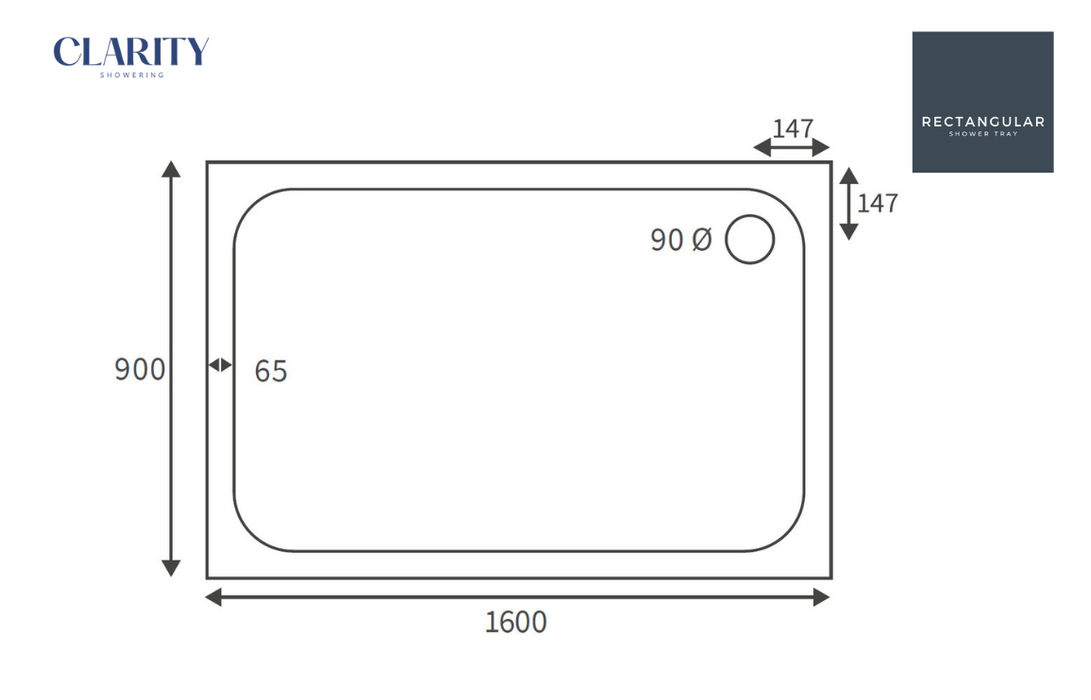 Clarity Showering - Deluxe Slimline Shower Tray - Rectangular - Various Sizes