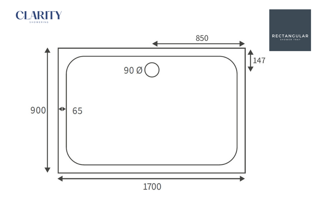 Clarity Showering - Deluxe Slimline Shower Tray - Rectangular - Various Sizes