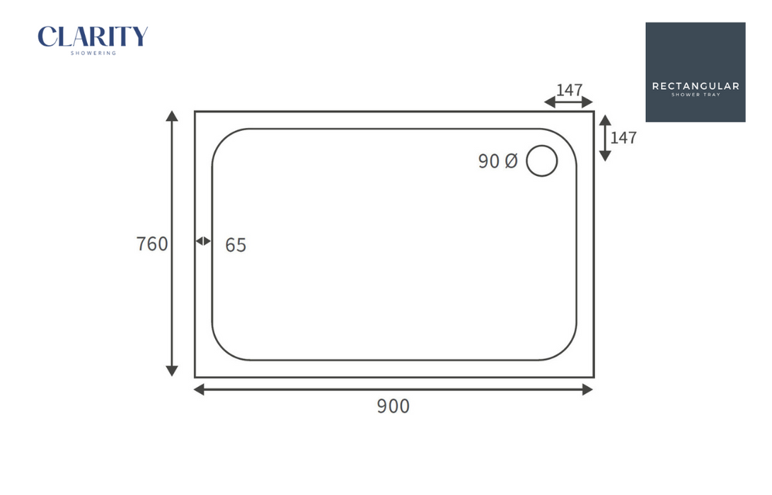 Clarity Showering - Deluxe Slimline Shower Tray - Rectangular - Various Sizes