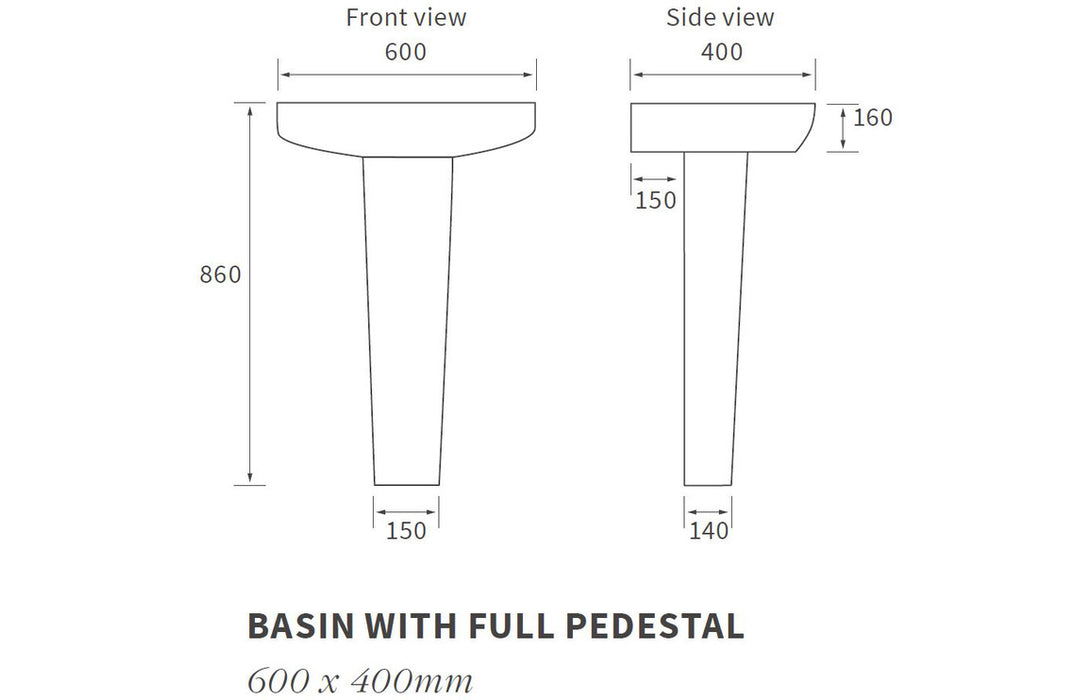 Throne - Ridley - 600x400mm - 1TH Basin & Full Pedestal