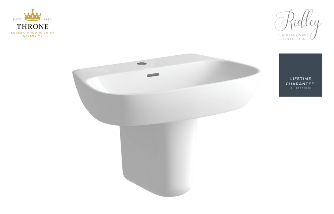 Throne - Ridley - 600x400mm - 1TH Basin & Semi Pedestal