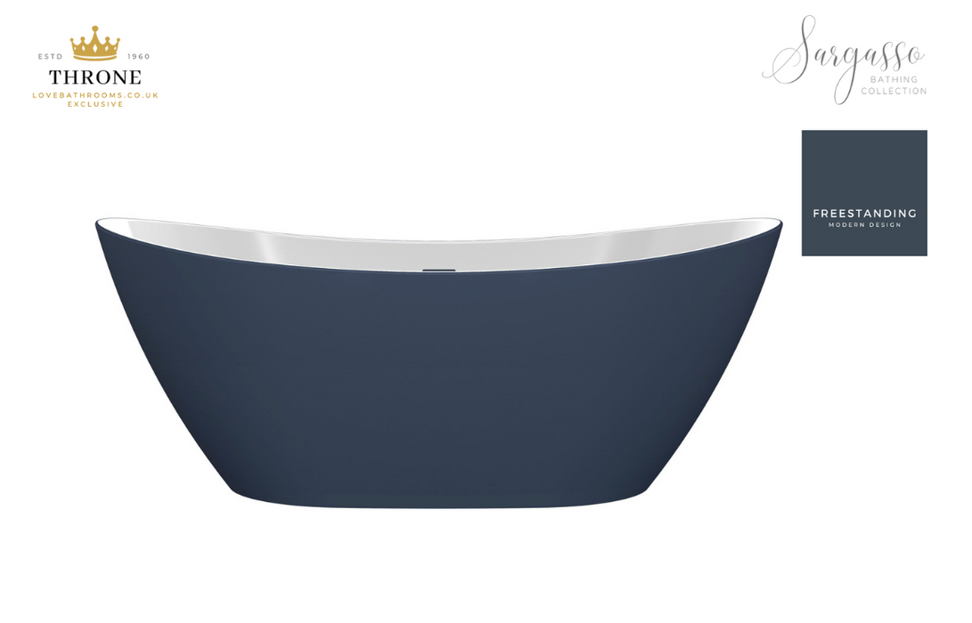 Throne - Sargasso - Freestanding Bath - 1700x780x670mm - Matt Blue