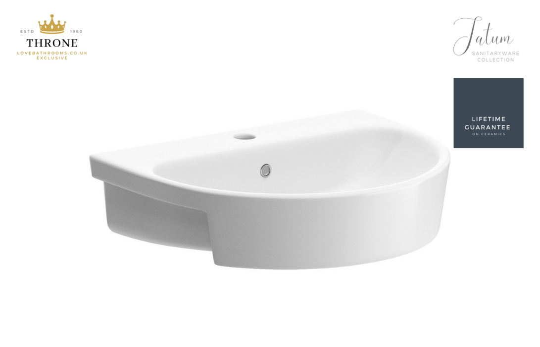 Throne - Tatum - 555x435mm 1TH Semi Recessed Basin