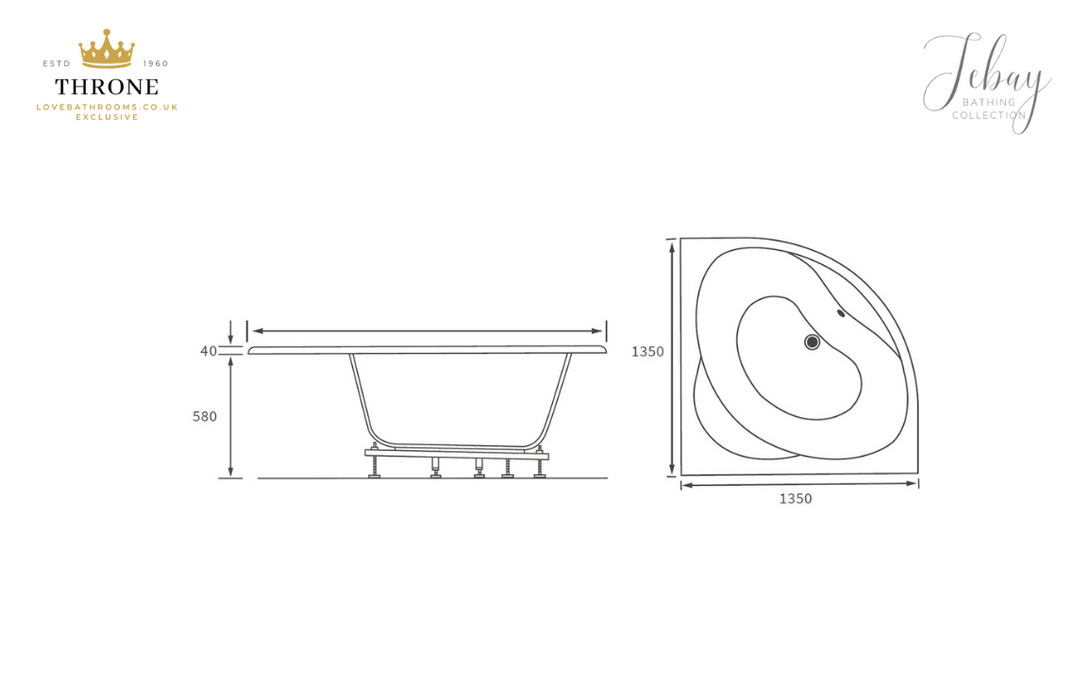 Throne - Tebay - Corner Bath - 1350x1350x620mm